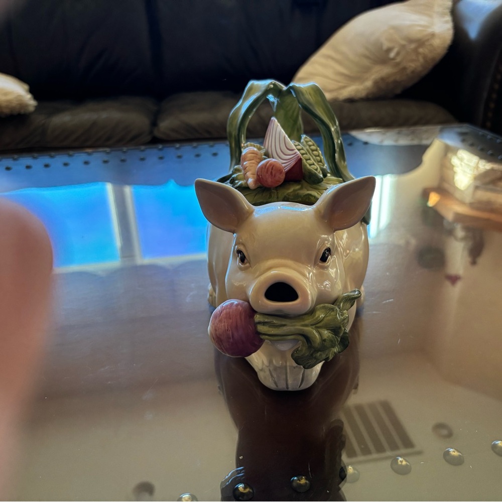 Fitz and Floyd teapot -country pig
